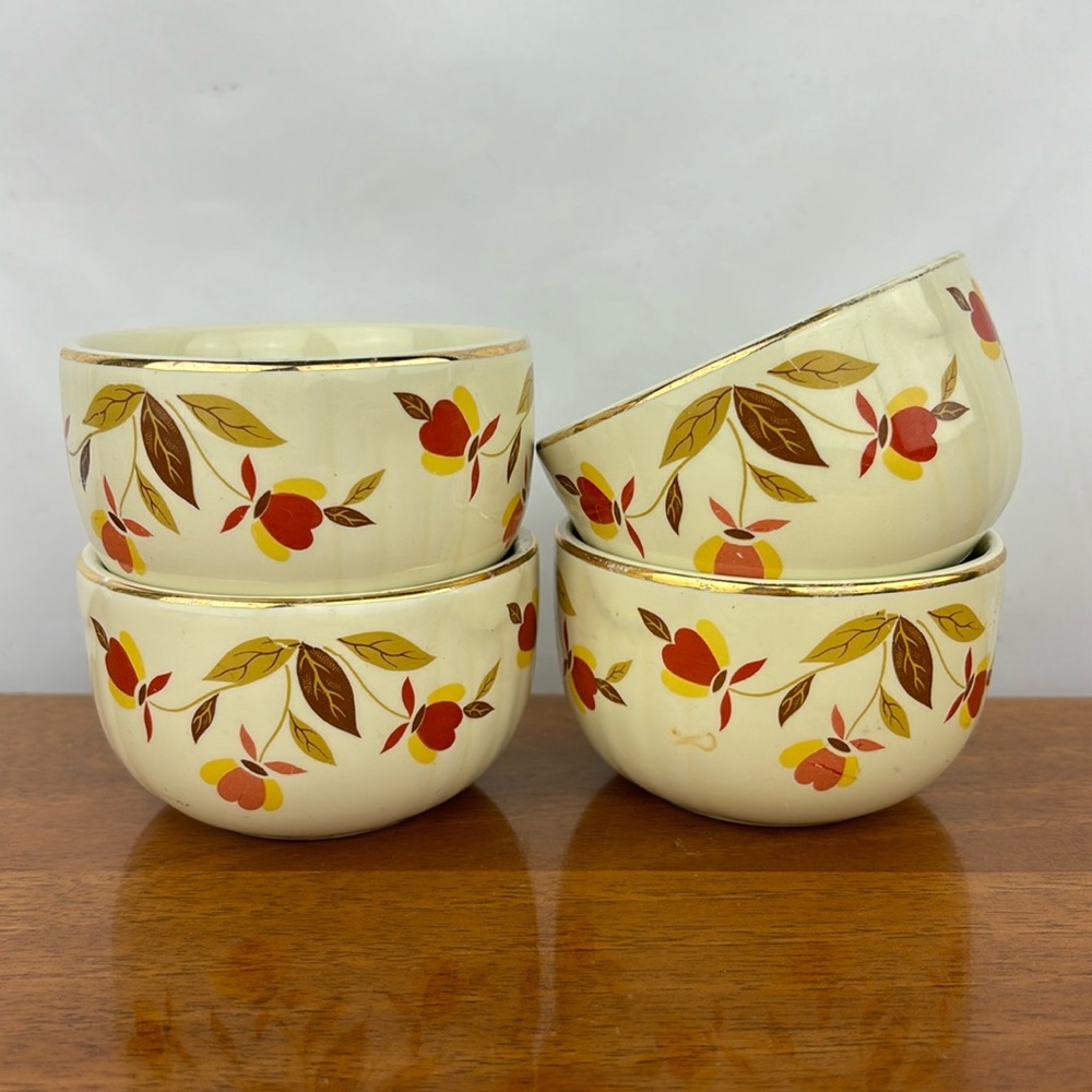Vintage Hall autumn leaf custard bowl set of four